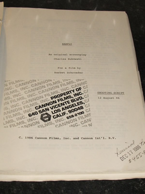 Barfly Shooting Script